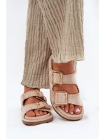 Dámské Sandály S Přezkami A Dekorativním Obšitím Béžové Visley Dámské Sandály S Přezkami A Dekorativním Obšitím Béžové Visley