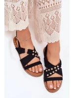 Dámské sandály na plochém podpatku se zlatými hroty černé Zanira Dámské sandály na plochém podpatku se zlatými hroty černé Zanira