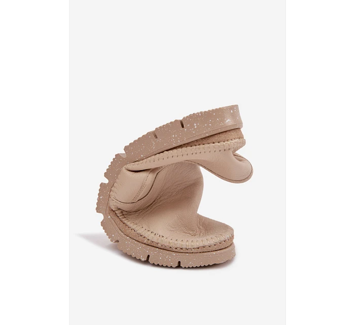 Dámské nazouvací kožené polobotky model 22100741 Béžové - Maciejka Dámské nazouvací kožené polobotky model 22100741 Béžové - Maciejka