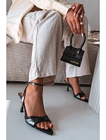 Dámské sandály na podpatku z eko kůže Černé Sedira Dámské sandály na podpatku z eko kůže Černé Sedira