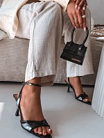 Dámské sandály na podpatku z eko kůže Černé Sedira