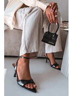 Dámské sandály na podpatku z eko kůže Černé Sedira