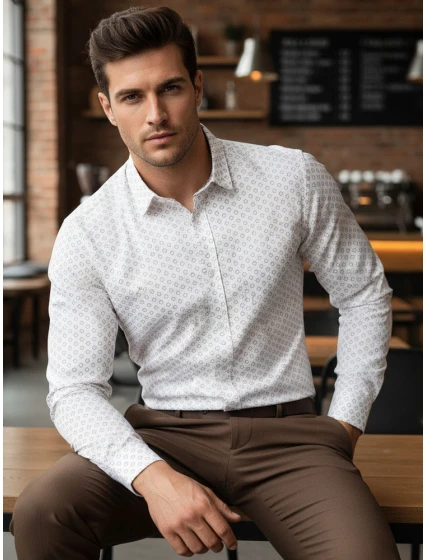 Pánská bílá košile FashionStreet DX2437 Pánská bílá košile FashionStreet DX2437