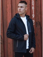 Pánská přechodná softshellová bunda s kapucí tmavě modrá FashionStreet TX4813