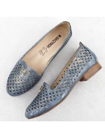 Dámská prolamovaná obuv na nízkém podpatku modrá M.Daszynski SA222-3