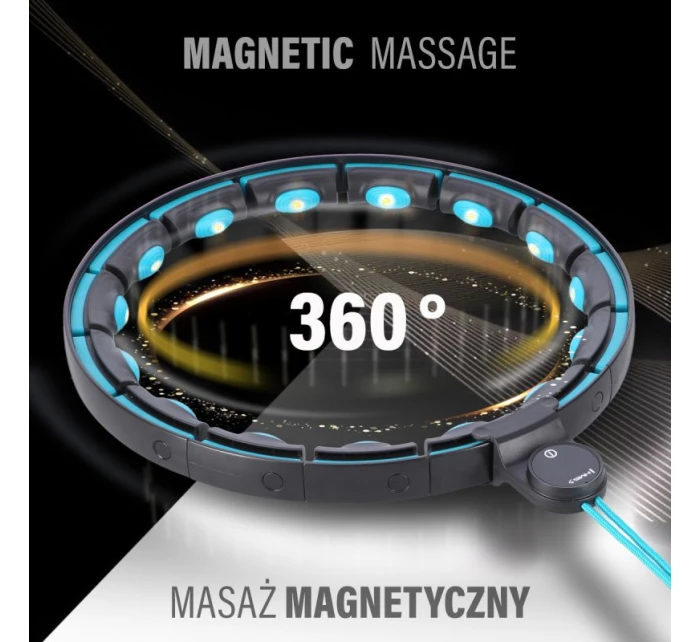 HHM17 HULA HOP ČERNÁ/TYRKYSOVÁ S MAGNETY A ZÁVAŽÍM + POČÍTADLO HMS HHM17 HULA HOP ČERNÁ/TYRKYSOVÁ S MAGNETY A ZÁVAŽÍM + POČÍTADLO HMS