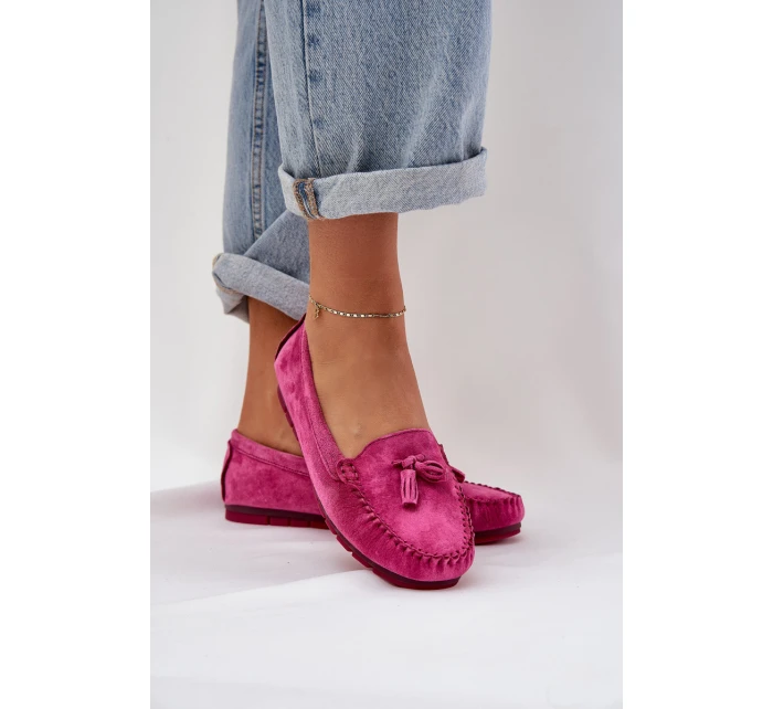 Dámské Ploché Klasické Semišové Mokasíny model 21686063 Fuchsie - S.Barski Dámské Ploché Klasické Semišové Mokasíny model 21686063 Fuchsie - S.Barski