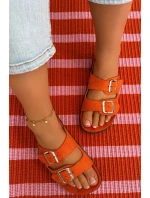 Dámské pantofle oranžové s přezkami model 21908441 - Boto