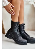 Kožené Trapper Kotníkové Boty Pánské Zateplené Big Star Černé