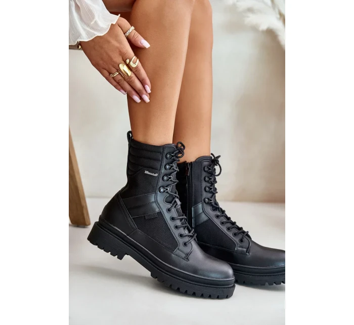 Kožené Trapper Kotníkové Boty Pánské Zateplené Big Star Černé