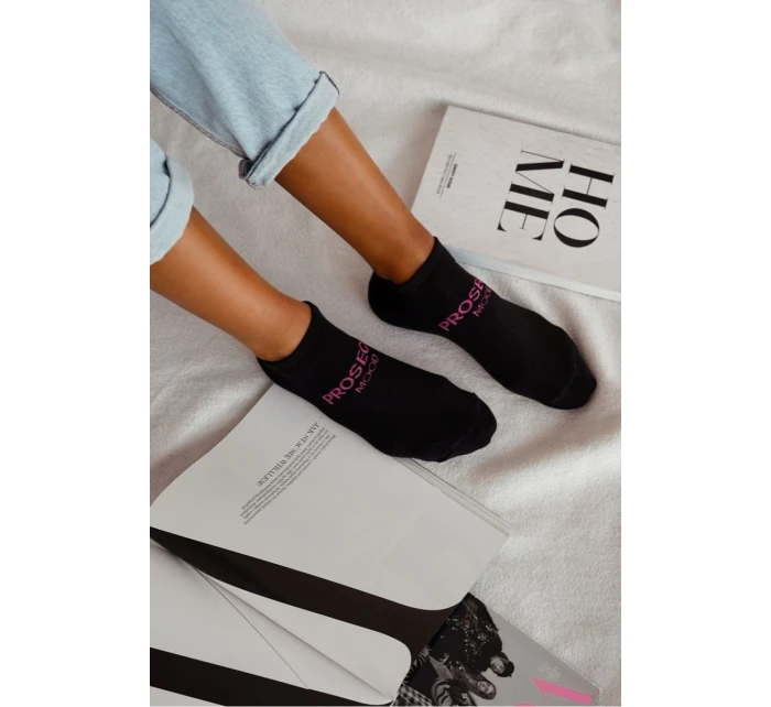 Dámské kotníkové ponožky „PROSECCO MOOD“ – černé
