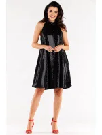 Dámské šaty A563 Černá s flitry -  Awama