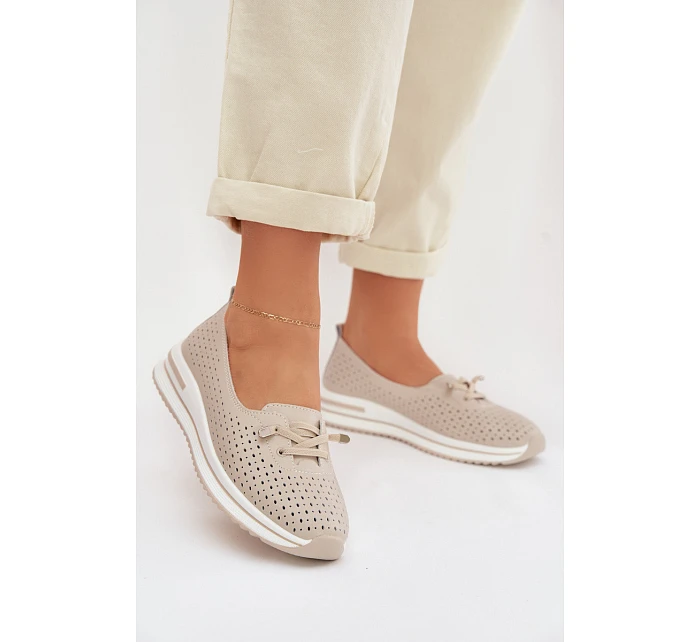 Kožené dámské polobotky LR61-7044 béžové - S.Barski