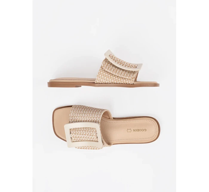 Moderní hnědé dámské  nazouváky na plochém podpatku