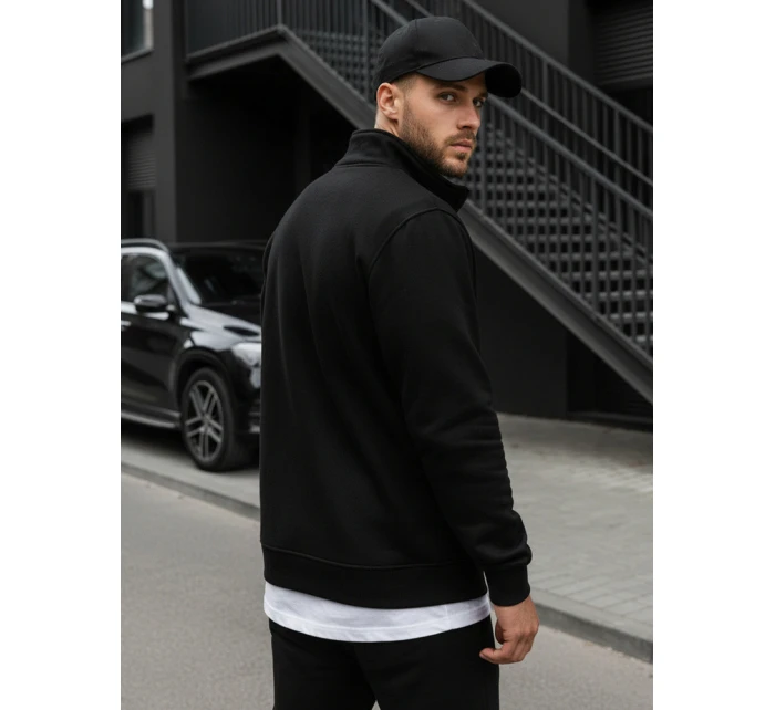 Pánská mikina na zip bez kapuce černá BX4110