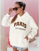 Dámská mikina oversize PARISSIA ecru FashionStreet BY1454 Dámská mikina oversize PARISSIA ecru FashionStreet BY1454