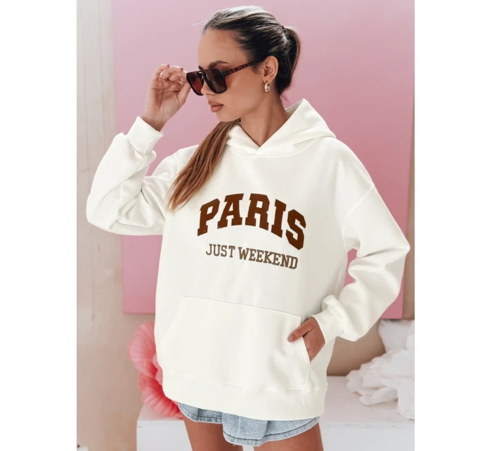 Dámská mikina oversize PARISSIA ecru FashionStreet BY1454 Dámská mikina oversize PARISSIA ecru FashionStreet BY1454