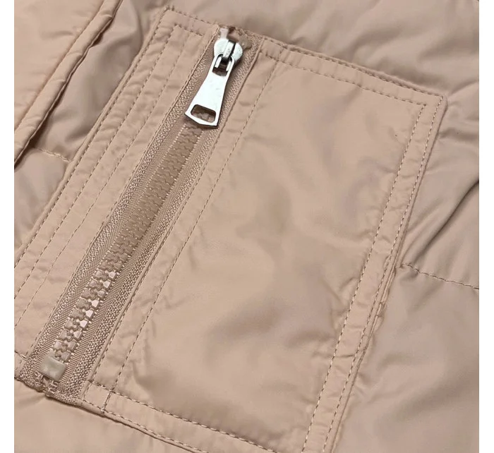 Světle béžová oboustranná dámská vesta model 18471356 - Miss TiTi Světle béžová oboustranná dámská vesta model 18471356 - Miss TiTi