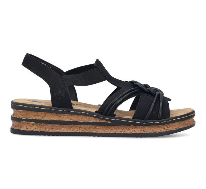 Dámské sandály s podrážkou černé model 22097417 - Rieker Dámské sandály s podrážkou černé model 22097417 - Rieker