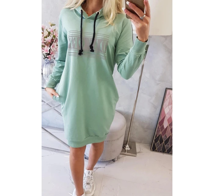 Šaty s model 21752976 potiskem tmavě mátové - K-Fashion