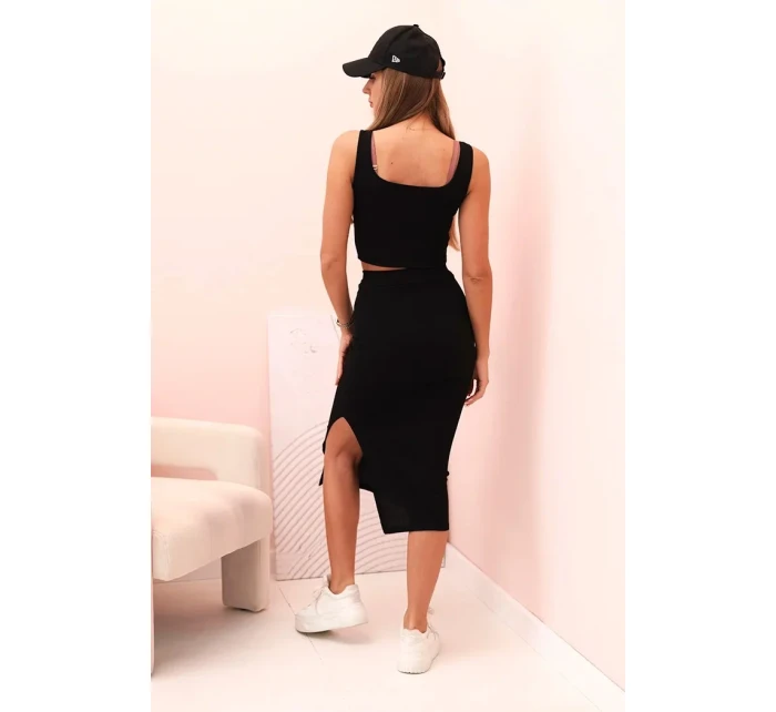 Dámský top a vroubkovaný sukně černý Dámský top a vroubkovaný sukně černý