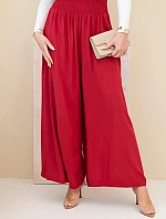 Dámské viskózové kalhoty s elastickým pasem bordové