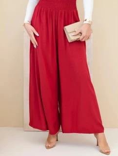 Dámské viskózové kalhoty s elastickým pasem bordové