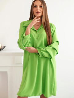 Oversized šaty s ozdobnými rukávy jasně zelené barvy