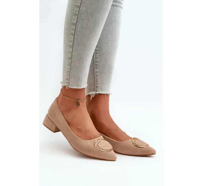 Lodičky na nízkém podpatku z ekologického semiše S.Barski Béžová