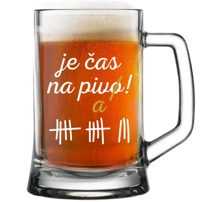 JE ČAS NA PIVO! - pivní sklenice 0,5 l