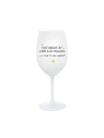 KDYŽ NEBUDEŠ JÍST, UVIDÍŠ ZLATÉ PRASÁTKO - bílá  sklenice na víno 350 ml