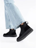 Trendy dámské kotníčkové boty černé platforma Trendy dámské kotníčkové boty černé platforma