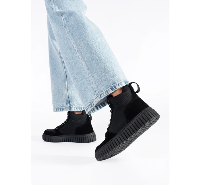 Trendy dámské kotníčkové boty černé platforma Trendy dámské kotníčkové boty černé platforma