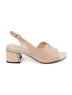 Módní hnědé dámské  sandály na širokém podpatku