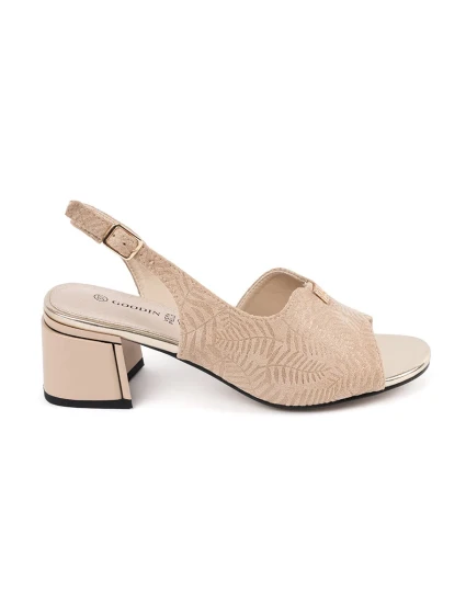 Módní hnědé dámské  sandály na širokém podpatku