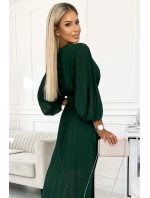 KLARA  zelené dámské šaty s výstřihem a opaskem model 21729070 - numoco basic