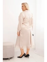 Dámský komplet Plus Size se  a krajkou béžový model 21486200 - K-Fashion