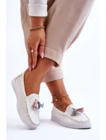 Dámské prolamované kožené mokasíny Bílé model 21618157 - EVENTO Dámské prolamované kožené mokasíny Bílé model 21618157 - EVENTO