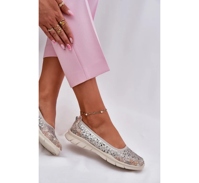 Kožené Lehké Baletky Zlaté model 21697017 - EVENTO