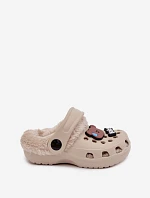 Pěnové dětské pantofle s vypolstrovaným kožíškem a přezkami Khaki Cerelle