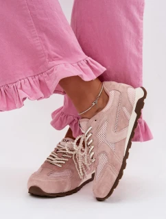 Kožené semišové dámské tenisky model 22031946 Růžové - D&A