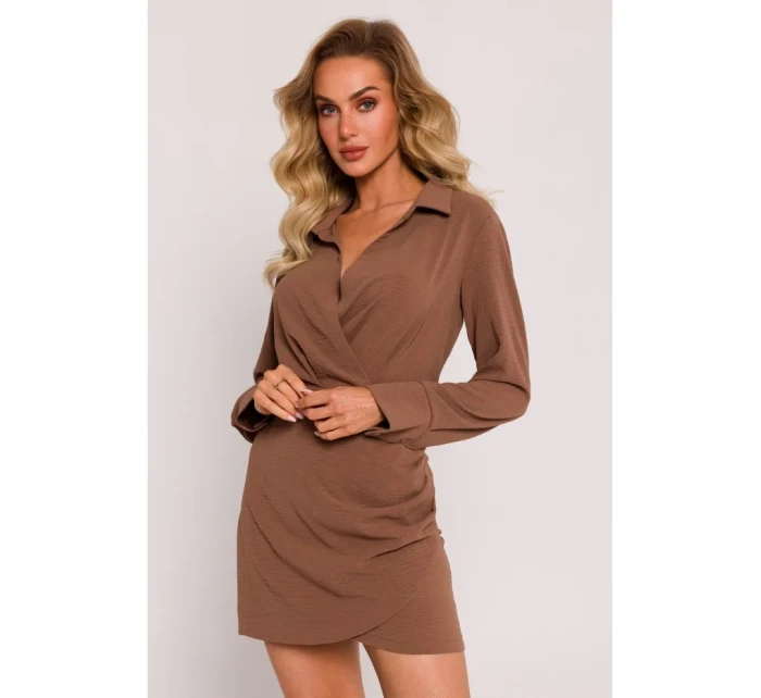 M783 Mini šaty s límečkem - čokoládové