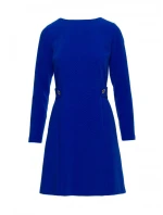 S419 Šaty s ozdobnými knoflíky v pase - královská modř