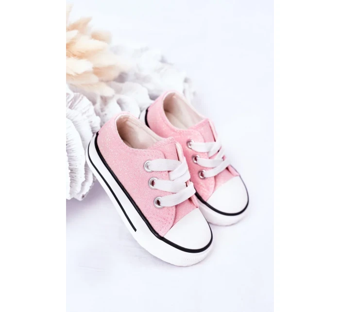 Dětské Brokátové Tenisky Růžové Bling-Bling Dětské Brokátové Tenisky Růžové Bling-Bling