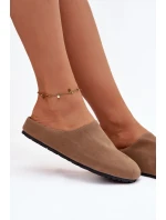 Dámské domácí pantofle z eko semiše – khaki Kalvess Dámské domácí pantofle z eko semiše – khaki Kalvess