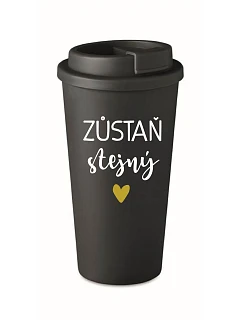 ZŮSTAŇ STEJNÝ - černý termohrnek 475 ml