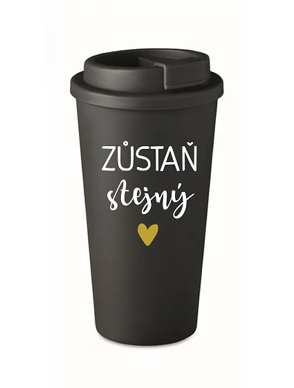 ZŮSTAŇ STEJNÝ - černý termohrnek 475 ml