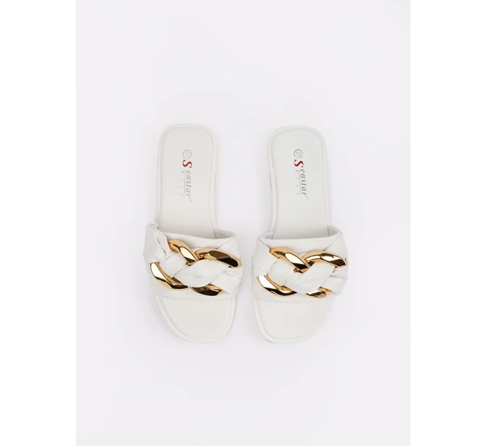 Trendy bílé dámské  nazouváky bez podpatku