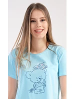 Dámská noční košile s krátkým rukávem Méďa s kytkou