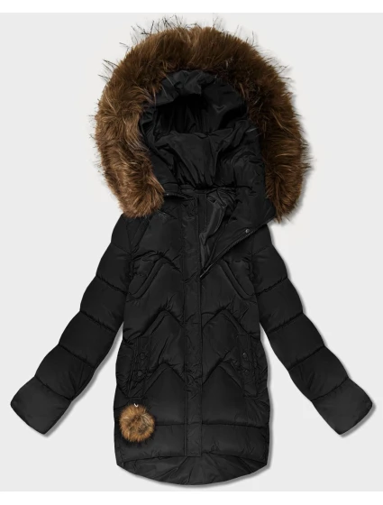 zimowa kurtka damska z kapturem czarna model 21783443 - HAPPY HOUSE zimowa kurtka damska z kapturem czarna model 21783443 - HAPPY HOUSE